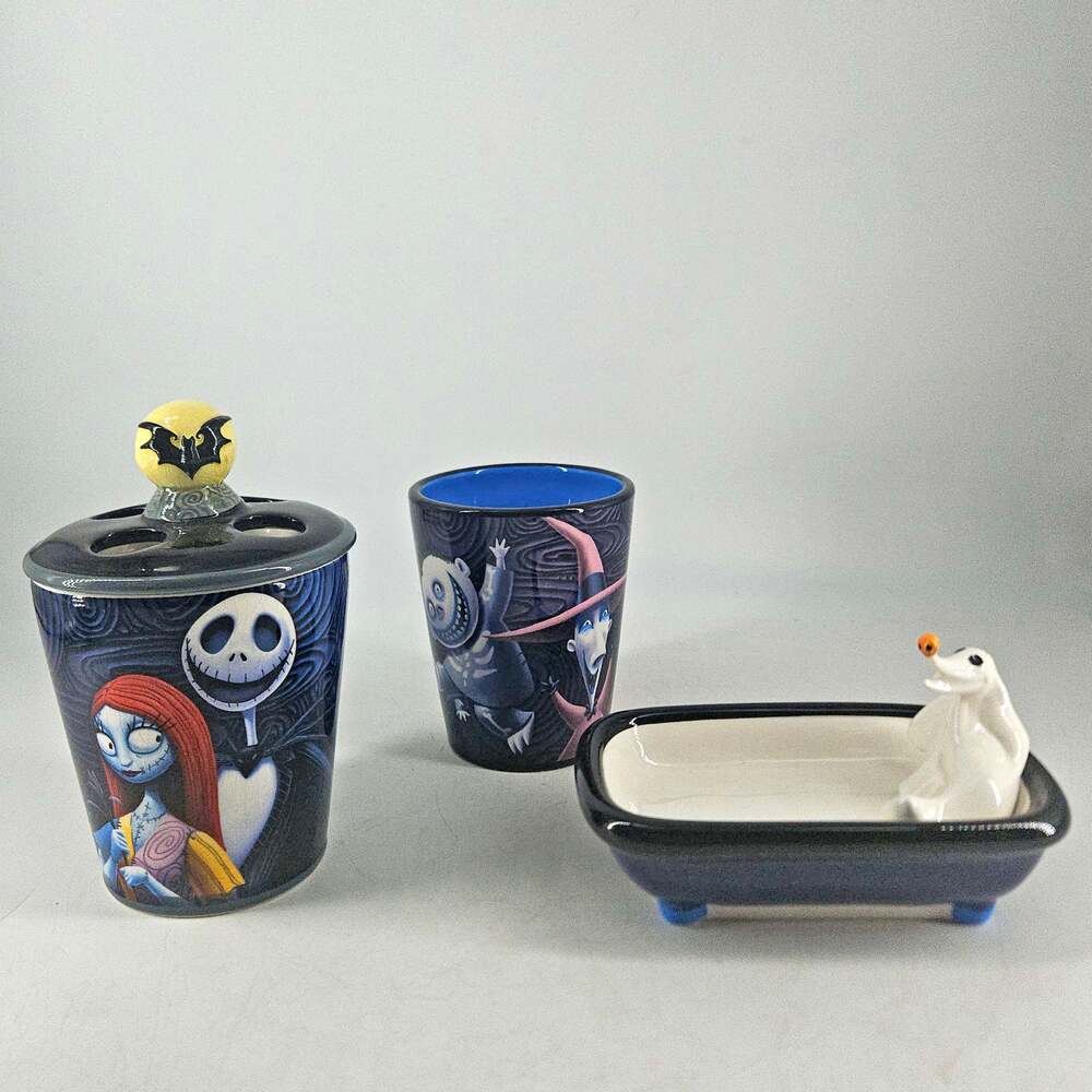 Disney Nightmare Before Christmas 3 pc Ceramic Bathroom Set